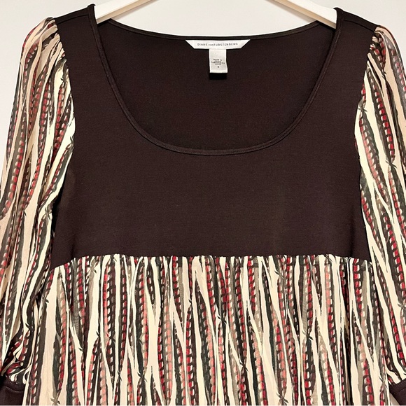 Diane von Furstenberg Silk Wool Ailis Pheasant Feather Print Dress 8 Vintage DVF - Picture 10 of 16